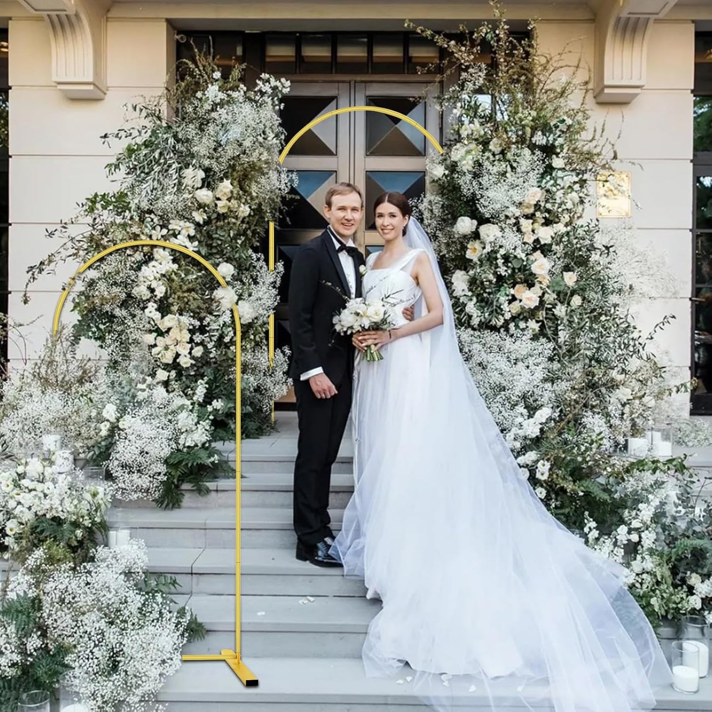 6 FT Metal Arch Backdrop Stand, Wedding Arch Frame for Parties, Birthday, Baby Shower, Graduation, Wedding, Bridal Shower, Arch Decoration of Garden, Floral, Balloon