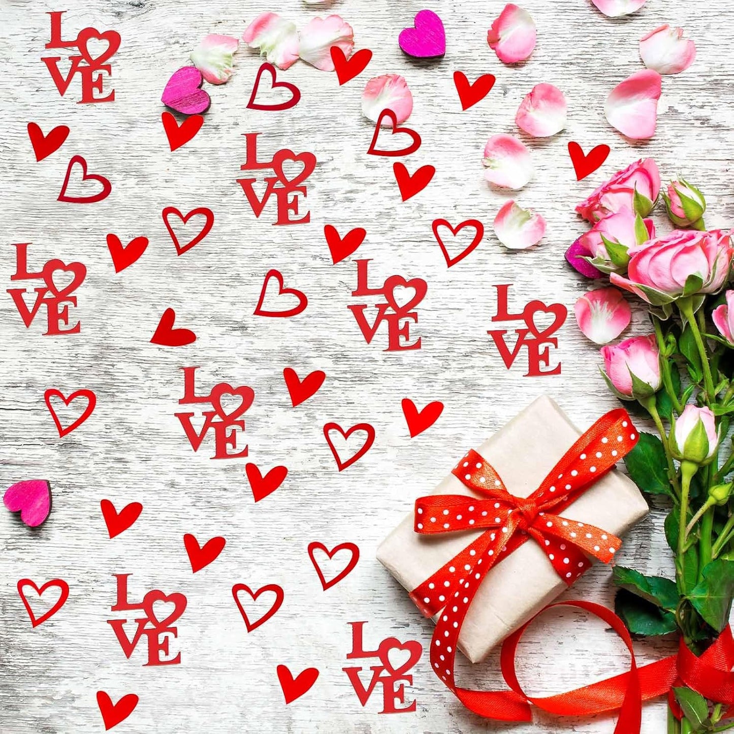 200 Pcs Red Heart Paper Confetti Love Confetti for Valentine's Day Wedding Baby Shower Birthday Party Table Decoration Supplies