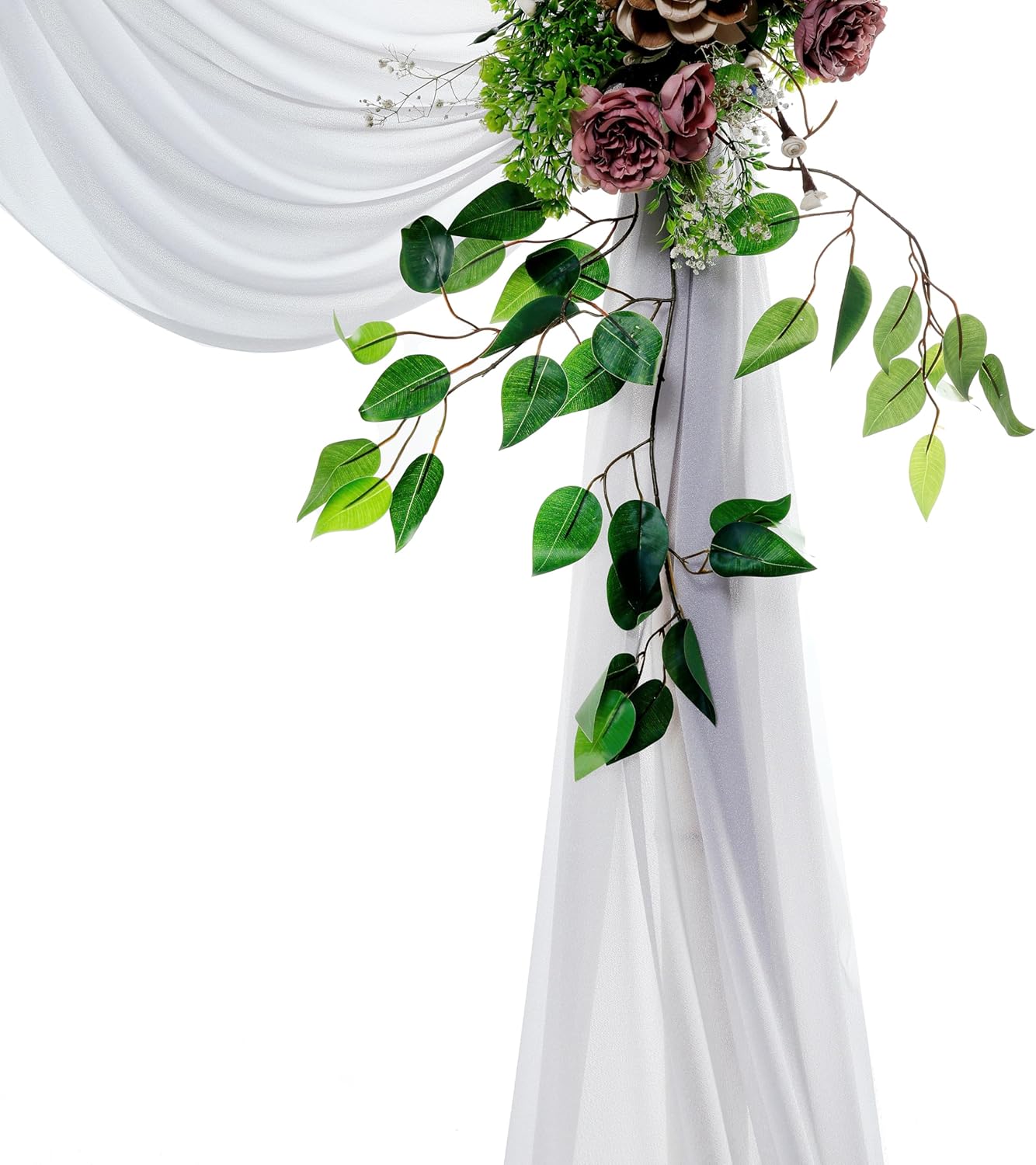 VDS Pack of 1 Panel (30 Inch X 100 Feet) Wedding Arch Draping Fabric Sheer Chiffon Fabric Drapery for Wedding Ceremony Reception Swag Backdrop Canopy Chuppah ARBO Altars Decoration (Cool Grey)