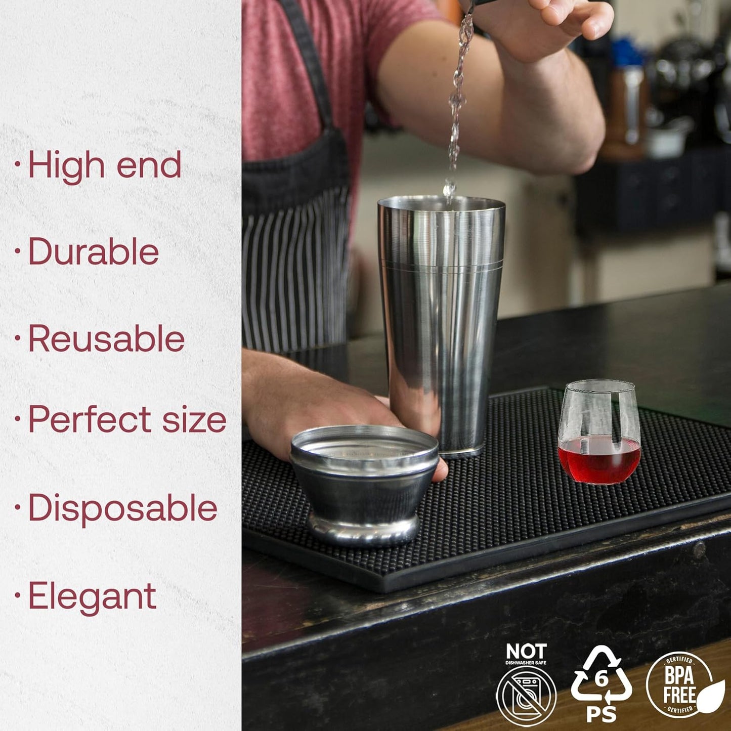 Smarty Had A Party 12 oz Clear Plastic Stemless Wine Glasses (64 Pieces) – Classy Disposable Stemless Cups, Unbreakable Drinkware – Plastic Spritz Glasses for Weddings & Parties; Wine Party Supplies