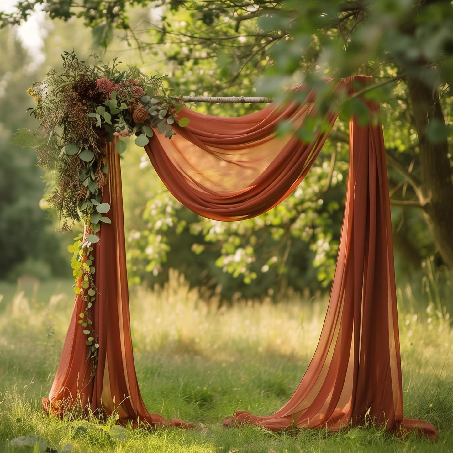 Wokceer Wedding Arch Draping Fabric Terracotta 28.7" x 20FT Sheer Drapes Backdrop for Ceremony, Birthday Party, Bridal Shower Decoration