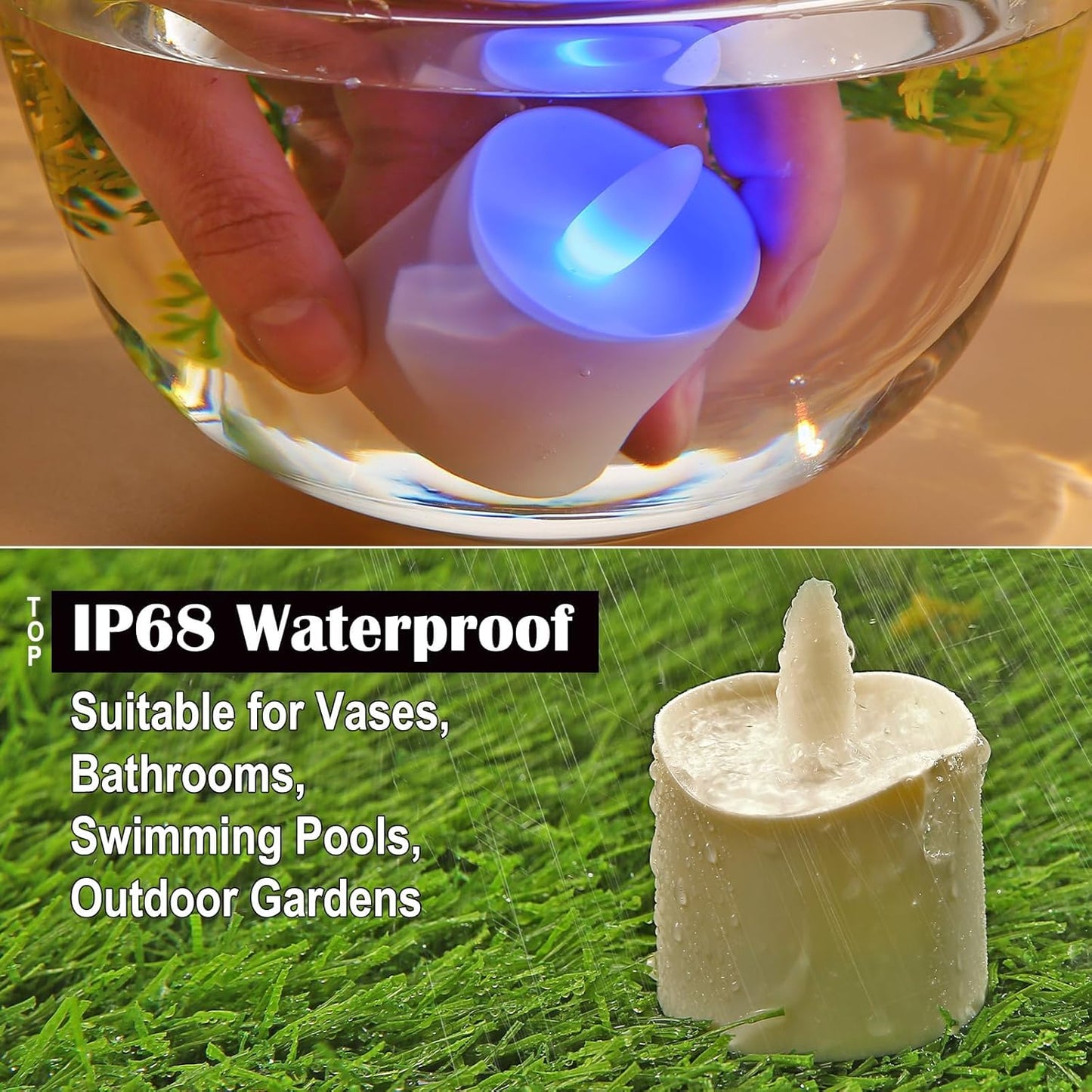 HL Flameless Candles with Remote Timer&Charging Station, 60+Hours Rechargeable Waterproof Outdoor RGB Tea Lights Colorful Candles for Valentine's Gift Halloween Christmas Home Party Decor-6pcs