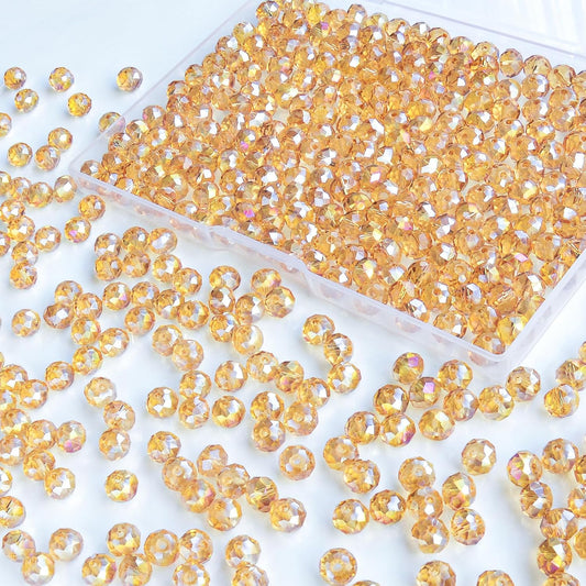 460Pcs 8mm Crystal Glass Beads for Jewelry Making Beads for Bracelets Necklace Pendants Making Supplies(Gold Champagne)