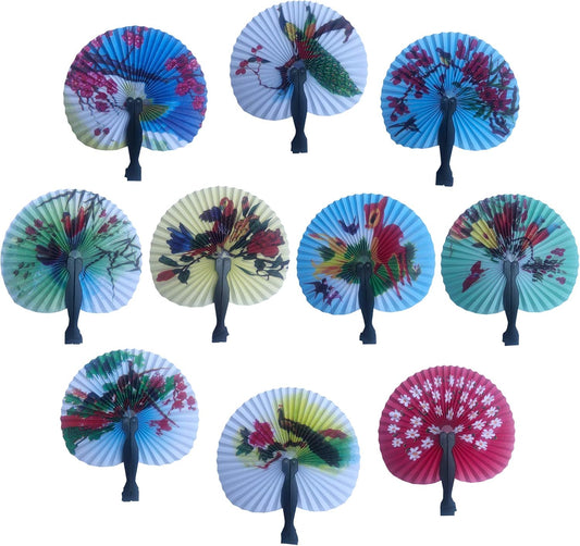 30 Pcs 3.5" Mini Chinese Oriental Handheld Floral Folding Paper Fans Bulk Assortment for Wedding Birthday Party Favors Gifts(Black Handle)