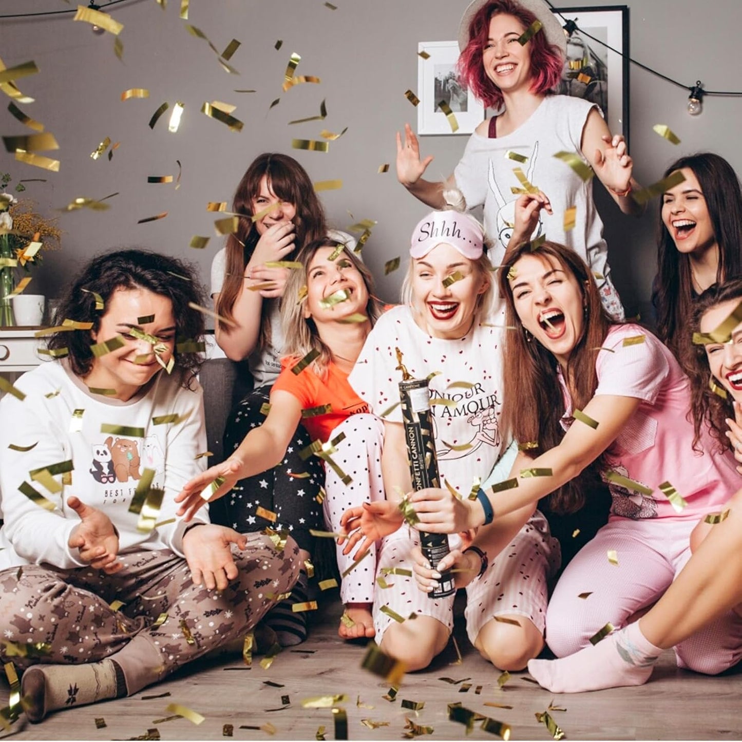 Yellow Confetti Poppers, 15 Inch Gold Party Poppers for Birthday, Wedding, Halloween Celebrations - Air Powered Confetti Gun