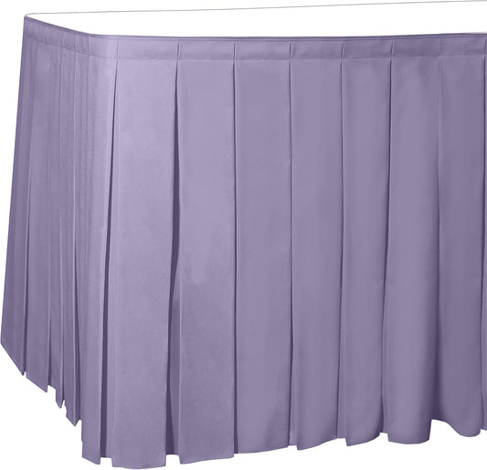 Ultimate Textile Pleat Polyester Fabric Table Skirt - Machine Washable Flame Resistant with Clips for Events, Weddings & Trade Shows, Cut & Sewn in Paterson, NJ - Lilac, 14' Box Pleat