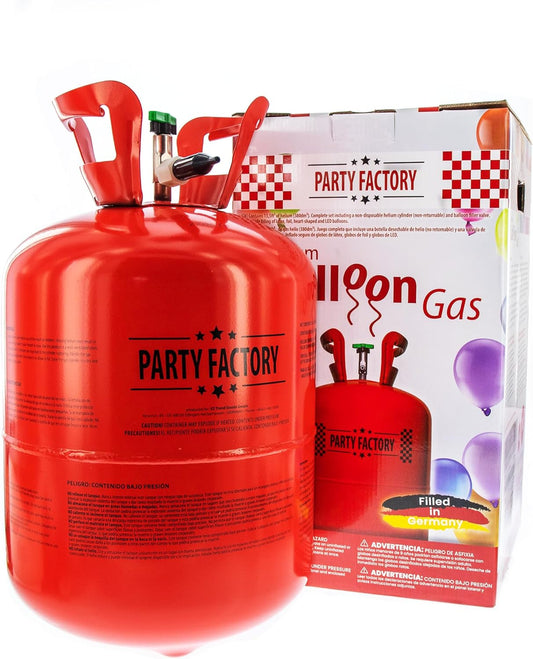Party Factory Helium Tank for up to 50 Latex Balloons, Helium Cylinder 14.1 cu. ft. Gas with filling quantity for Balloons, Ideal for Birthday Party, Wedding