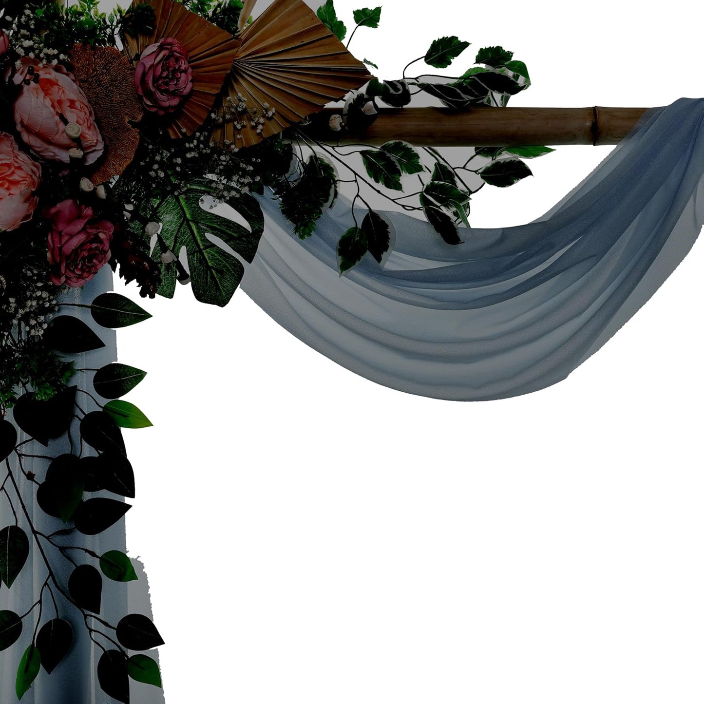 VDS Pack of 4 Panel (30 Inch X 20 Feet) Wedding Arch Draping Fabric Sheer Chiffon Fabric Drapery for Wedding Ceremony Reception Swag Backdrop Canopy Chuppah ARBO Altars Decoration (Dusty Blue)