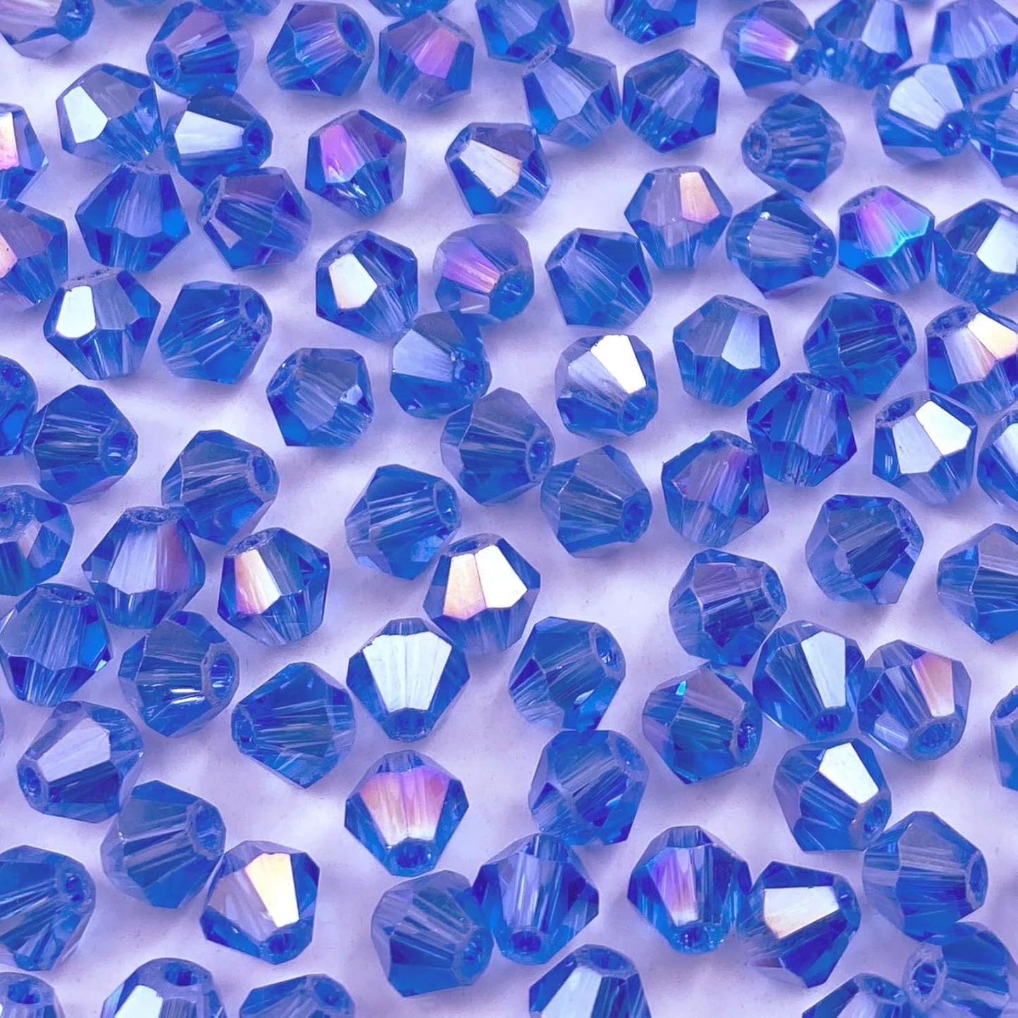 100pcs 8mm Bicone Crystal Glass Beads Loose Spacer Beads Faceted Craft Beads for Jewelry Making DIY Necklace Bracelet Earring Wind Chimes Suncatchers Ornamen(Light Blue AB)