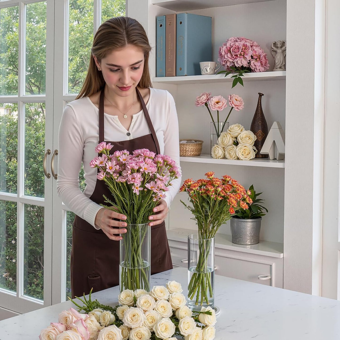 4 Pcs Glass Cylinder Vases Set, 4/6/8/10 Inch Modern Flower Vases for Centerpieces, Bud Vase Arrangements & Floating Candles – Wedding/Christmas/Home Decor Essentials