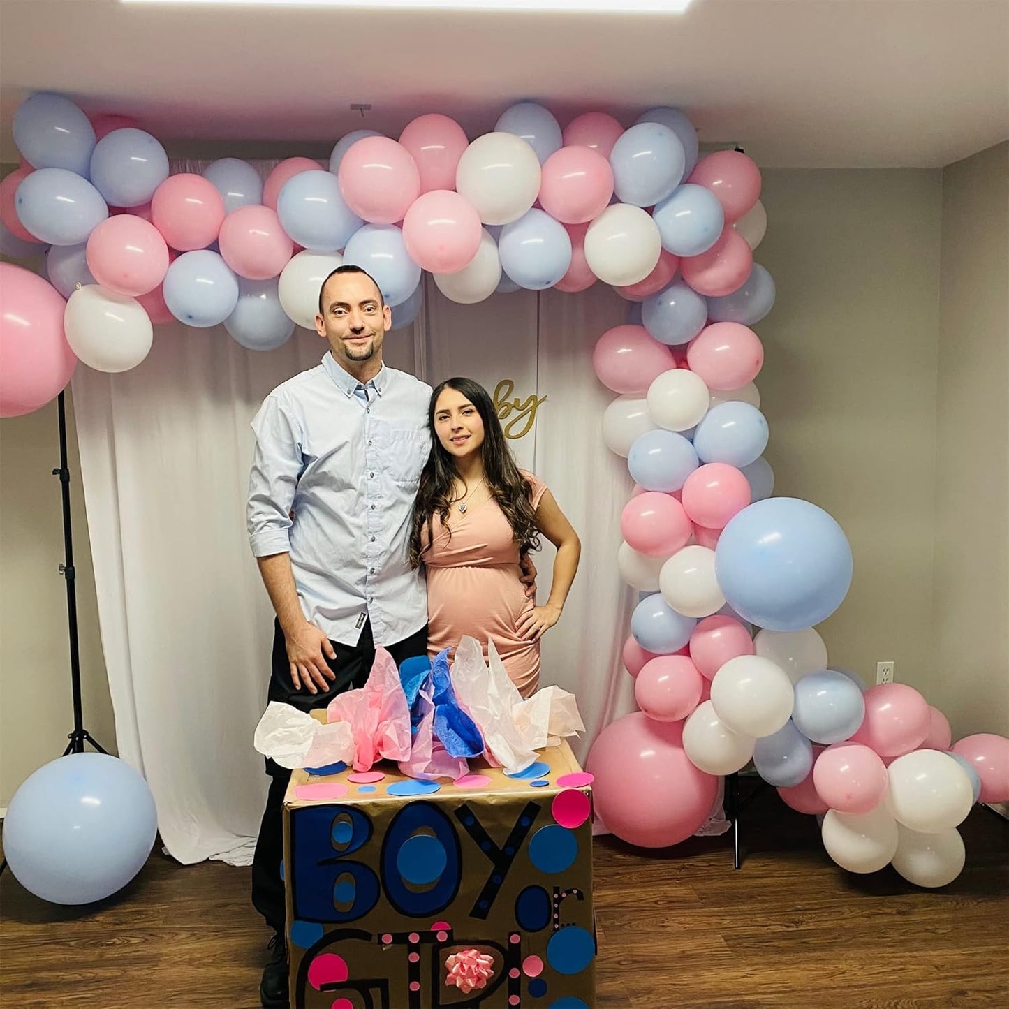 Pink Blue White balloons, 30 Pieces Pastel Pink White Blue Latex Balloons, 12 Inch Baby Pink Blue Party Balloons Set Gender Reveal Party Decorations for Boy or Girl Party Baby Shower Birthday Party