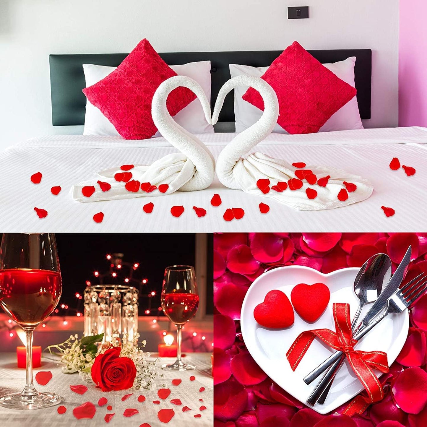Ouddy Decor 3000 Pcs Rose Petals Artificial Flowers for Valentine's Wedding Decor Romantic Night Bridal Party Home Decorations, Red