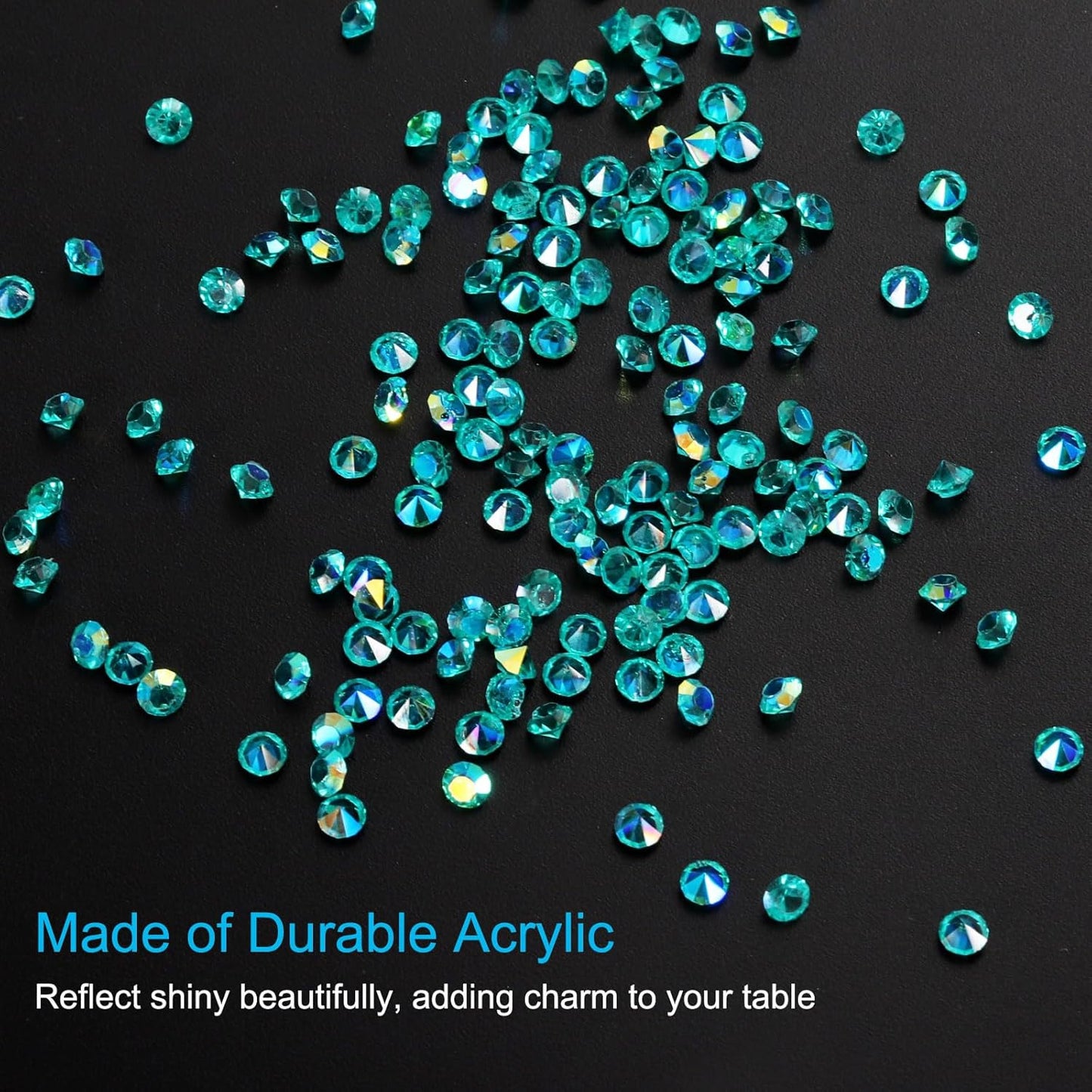 PATIKIL 14000Pcs Wedding Table Scatter Confetti Crystals 3mm Acrylic Diamonds Vase Fillers Gems for Table Centerpiece Decorations Bridal Shower Party, Teal AB