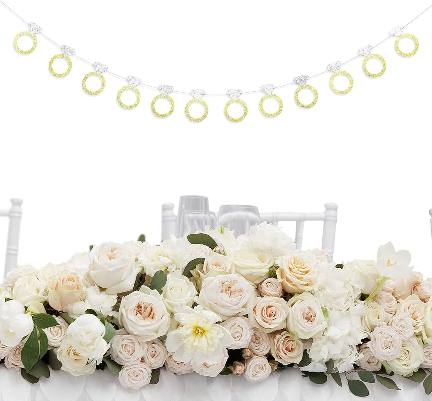 Bachelorette Party Banner - Glitter Gold and Silver Diamond Ring Banner, Engagement Party Decorations, Bride to Be Decorations, Bridal Shower Decorations