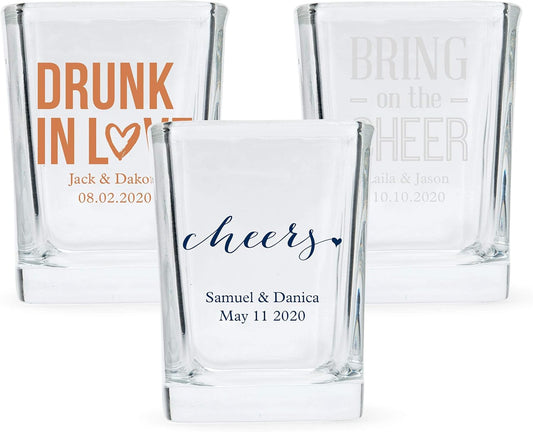 WEDDINGSTAR Personalized 2oz Square Shot Glass Customizable Full Color Print - 1 pack (sample)