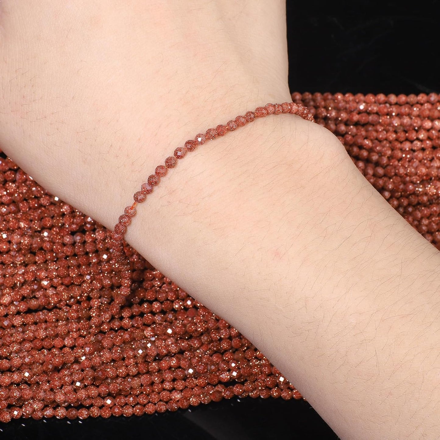 Song Xi 90pcs 4mm Natural Golden Sandstone Gemstone Beads Faceted Round Loose Stone Beads for Jewelry Making