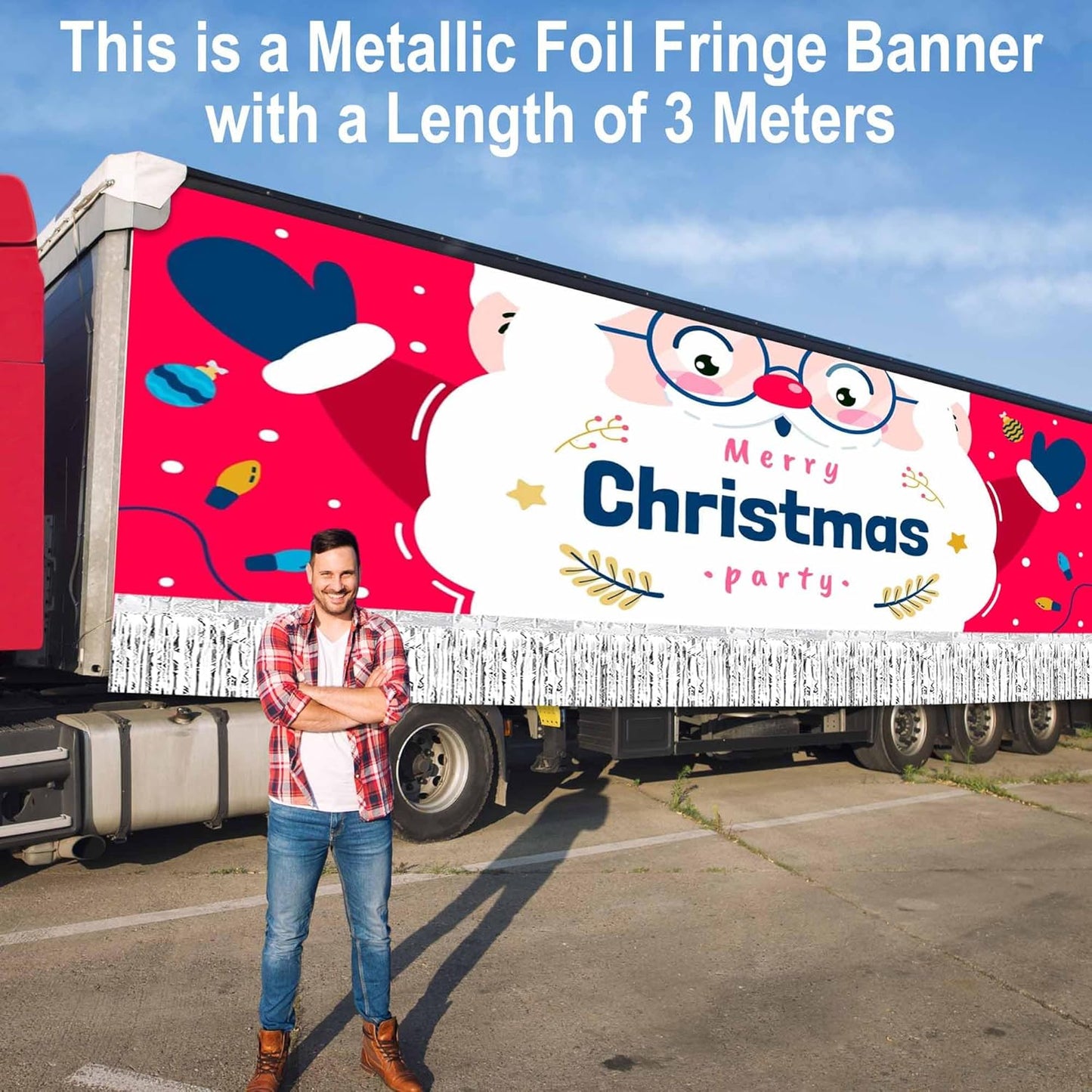 6 Pack 10 Ft Silver Foil Fringe Garland Metallic Streamers Tinsel Banner Wall Hanging Garland Backdrop for Parade Floats, Halloween, Christmas, Thanksgiving, New Year Party Decorations