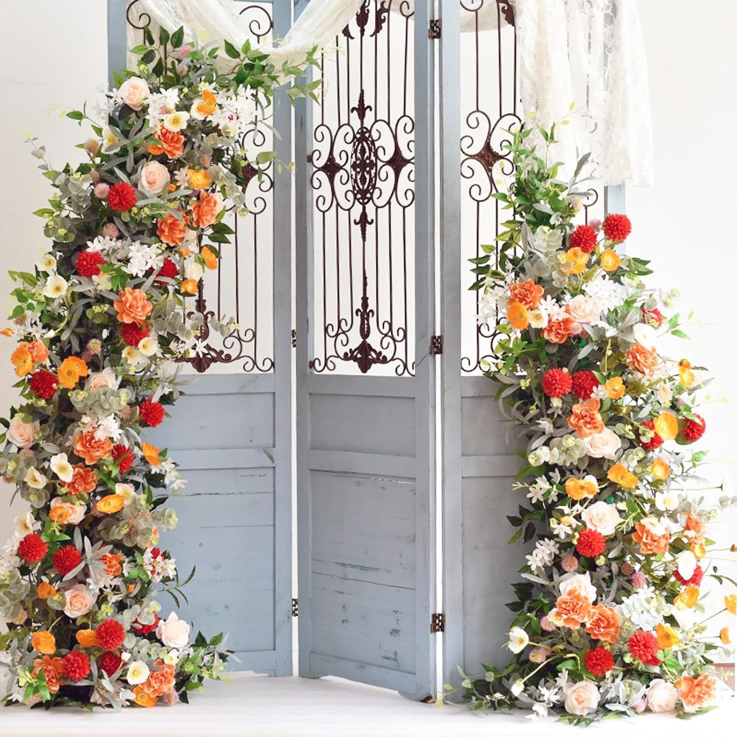 2pcs Large Wedding Arch with Base Flower Stand Arch Bracket Stand Backdrop Stand for Wedding Party Elegant Decorations & Garden Climbing Plants Vines,6.9&5.9 FT-White