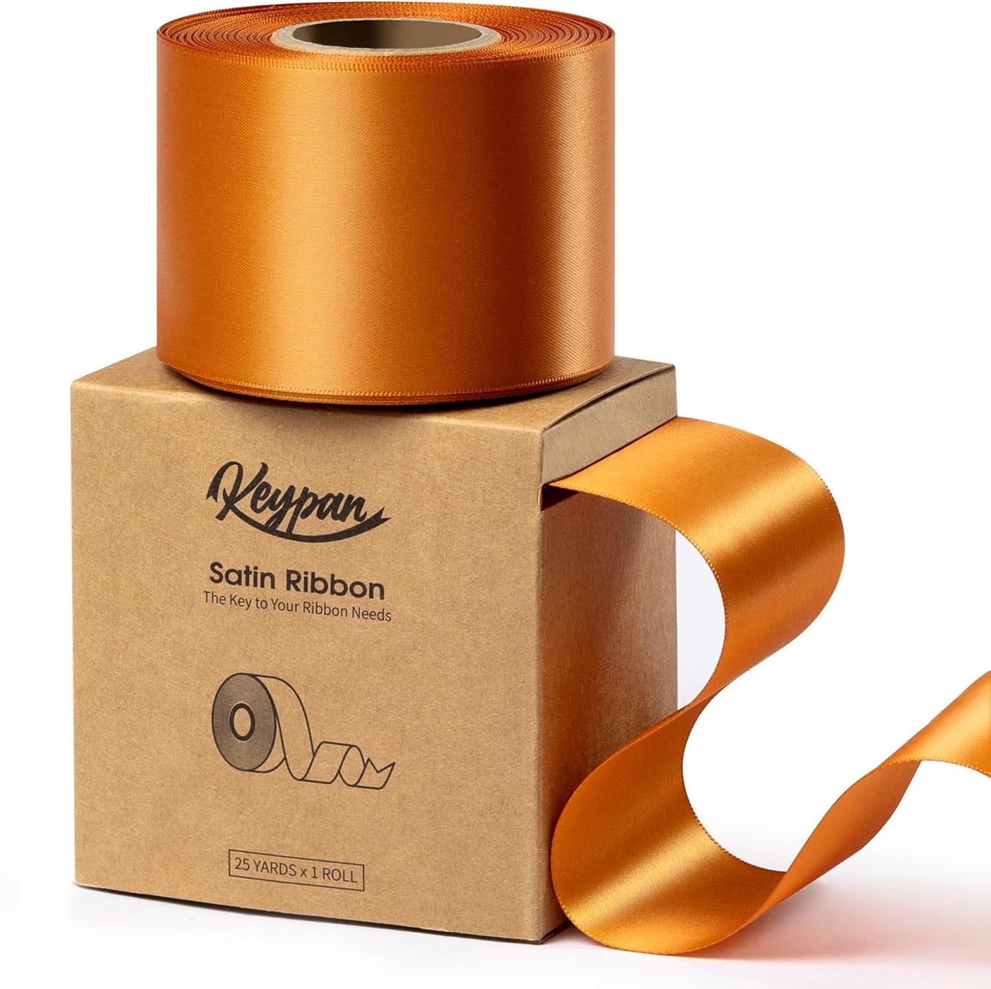 Copper Satin Ribbon 2.5 Inch Double-Faced Polyester Ribbons 25 Yards for Bows Crafts Gift Wrapping Christmas Flower Bouquet Fall Wedding