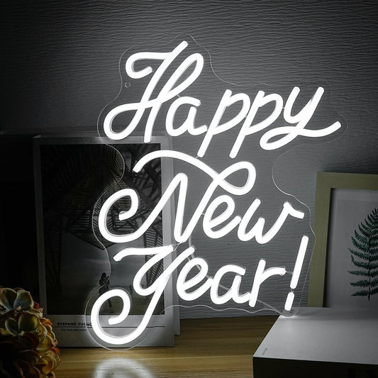 Happy New Year Neon Sign Led Spring Festival Neon Lights for Wall Decor Usb New Year Party Light Up Signs for Home Bedroom Christmas Business Decorations Gifts for Friends