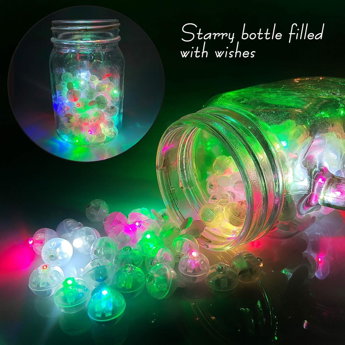 Aogist 50pcs 10-Colors Mini Lights,Long Standby Time Waterproof LED Balloon Light,Battery Powered,Ball Lamp for Balloon Paper Lantern Birthday Party Christmas Halloween