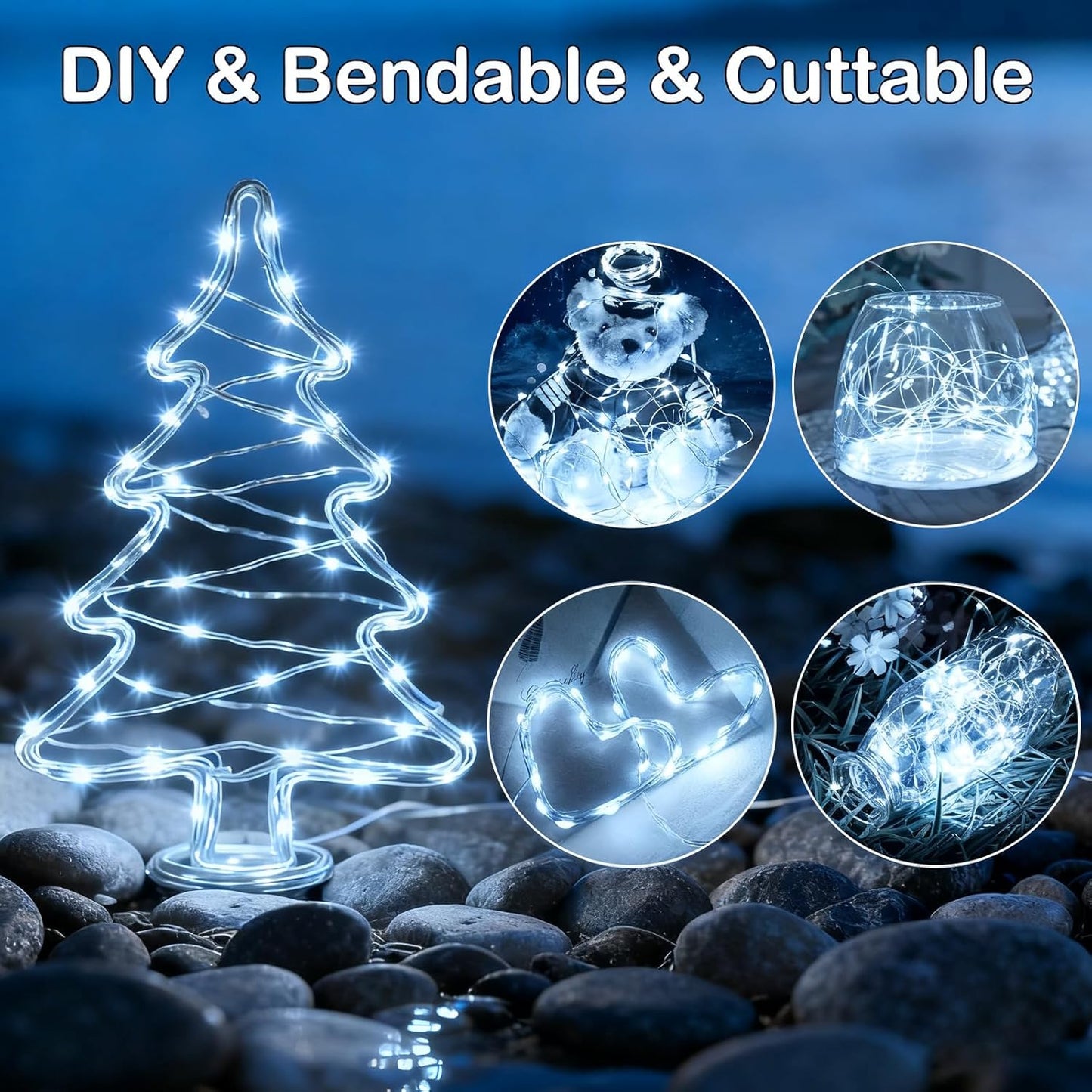 ZNYCYE 50 LED Fairy Lights with Timer, 6 Pack 8.2Ft 8 Modes Battery Operated Fairy Lights, Mini Led String Lights for DIY Wedding Bedroom Mason Jar Vases Table Party Christmas Decoration (Cool White)