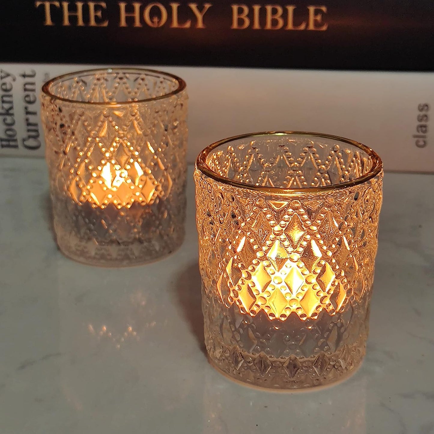 SHMILMH Clear Tealight Candle Holders Set of 24, Glass Votive Candle Holders with Rim for Wedding Table Centerpiece Birthday Party Christmas Decor