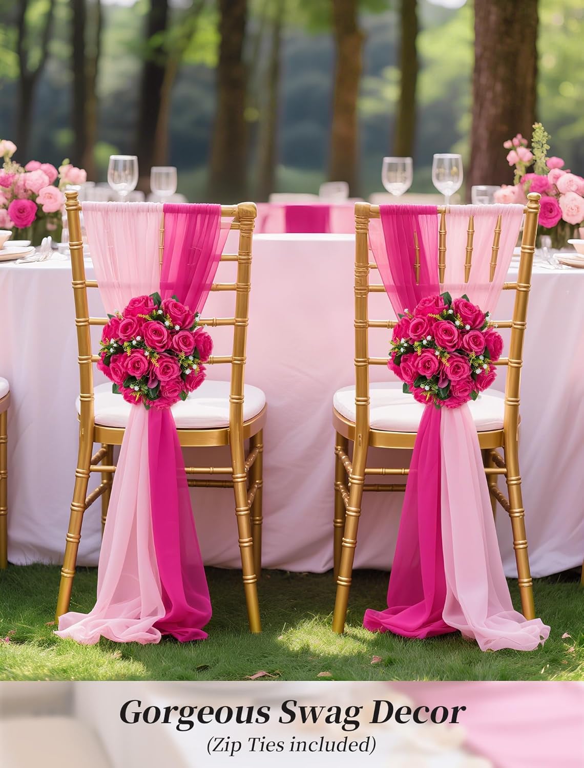 BLOSMON Hot Pink Flowers Artificial: 2 Pcs Fake Rose Balls Centerpiece for Wedding Table Decoration - Faux Silk Kissing Bouquet Floral Arrangement for Home Party Event Decor