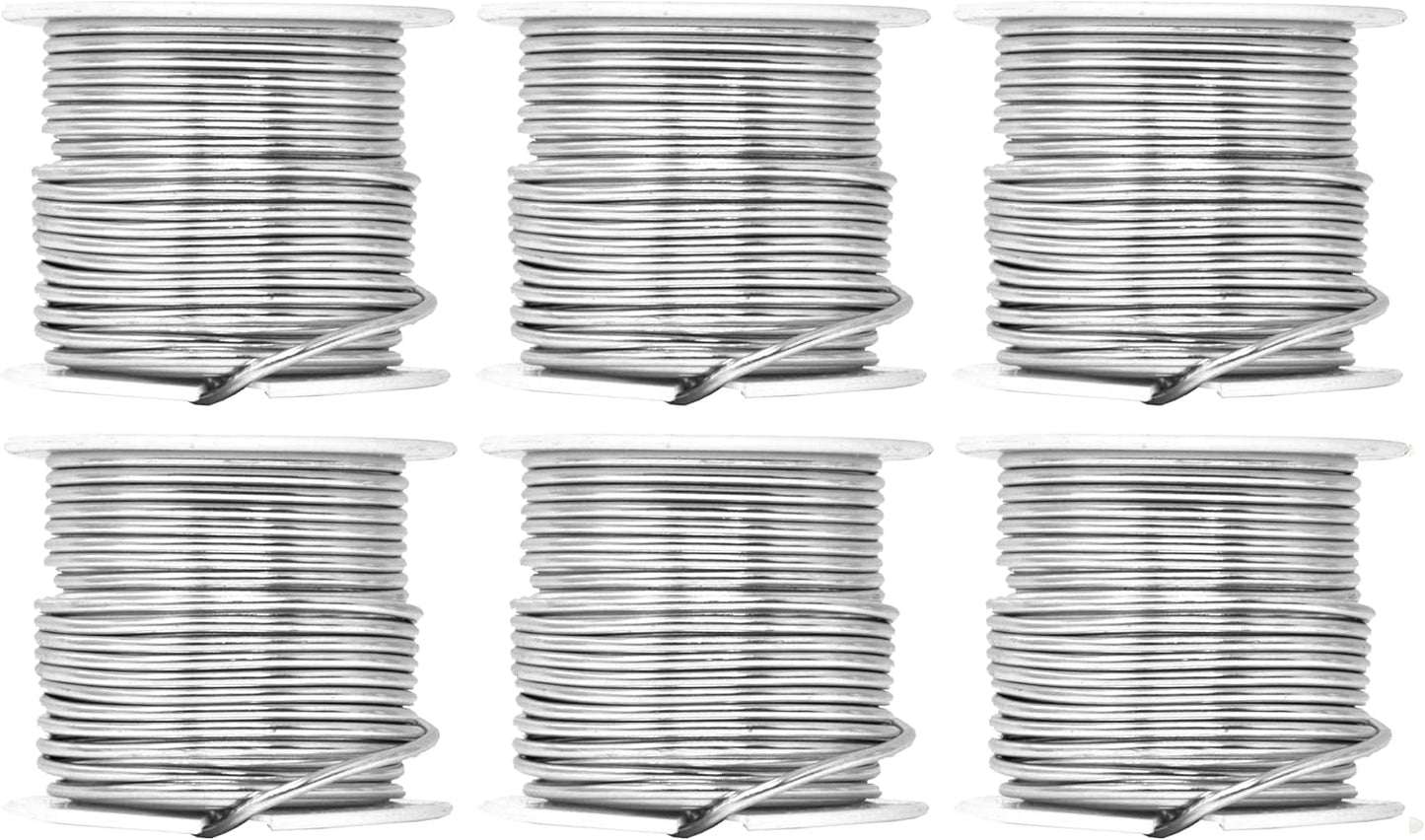 Mandala Crafts 12 Gauge Anodized Aluminum Craft Wire for Jewelry Making - 276 FT Colored Flexible Silver Combo Wire - Bendable for Bonsai Armature Crafting Sculpting