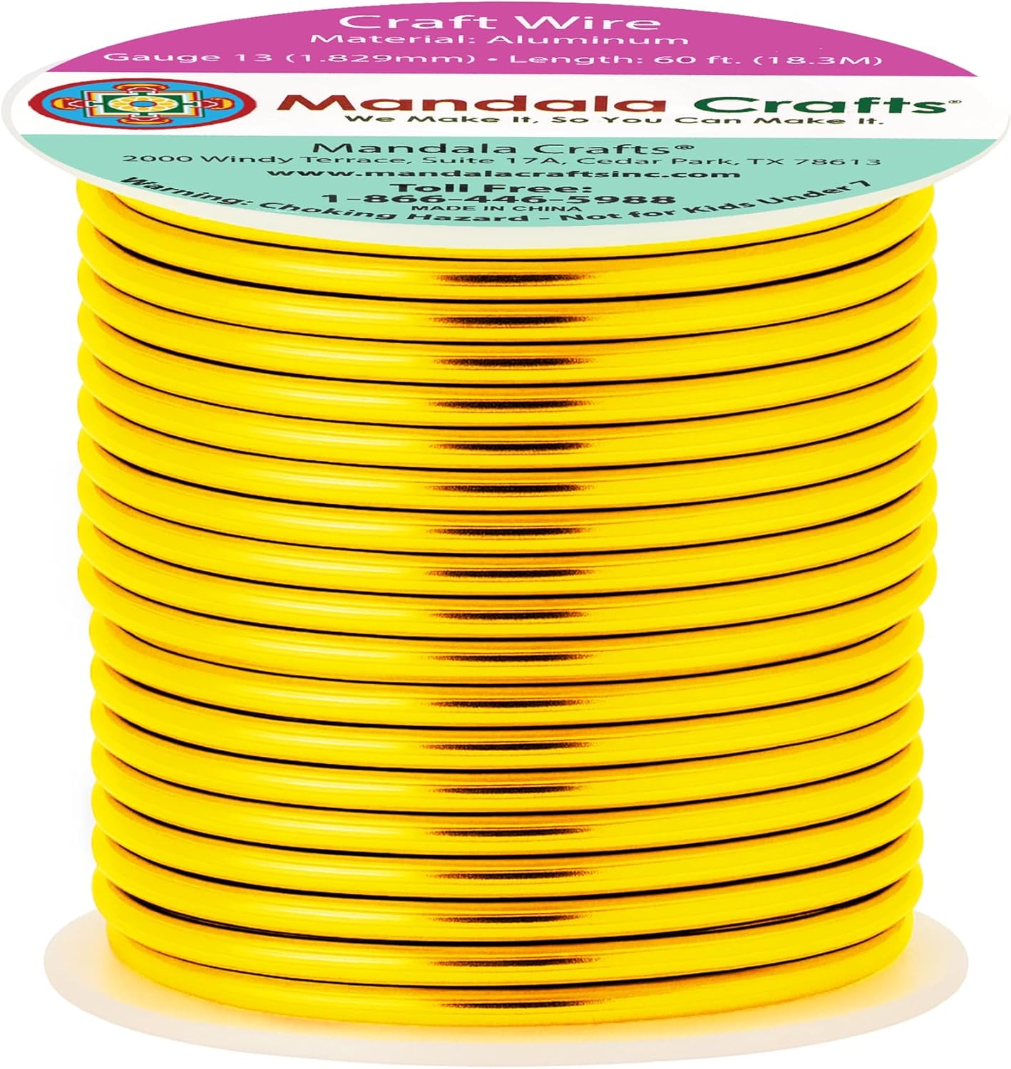 Mandala Crafts 13 Gauge Anodized Aluminum Craft Wire for Jewelry Making - 60 FT Colored Flexible Light Gold Tone Wire - Bendable for Bonsai Armature Crafting Sculpting