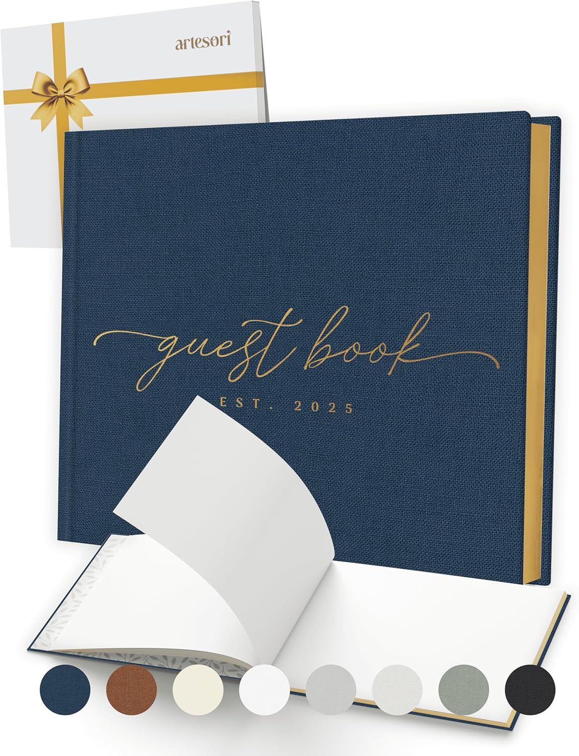 ARTESORI Custom 2025 Wedding Guest Book for Reception — Gold-Foiled Guestbook to Sign in, Elegant Baby Shower Guest Book for Party & Birthday — Photo & Polaroid Guest Book for Wedding & Bridal Shower