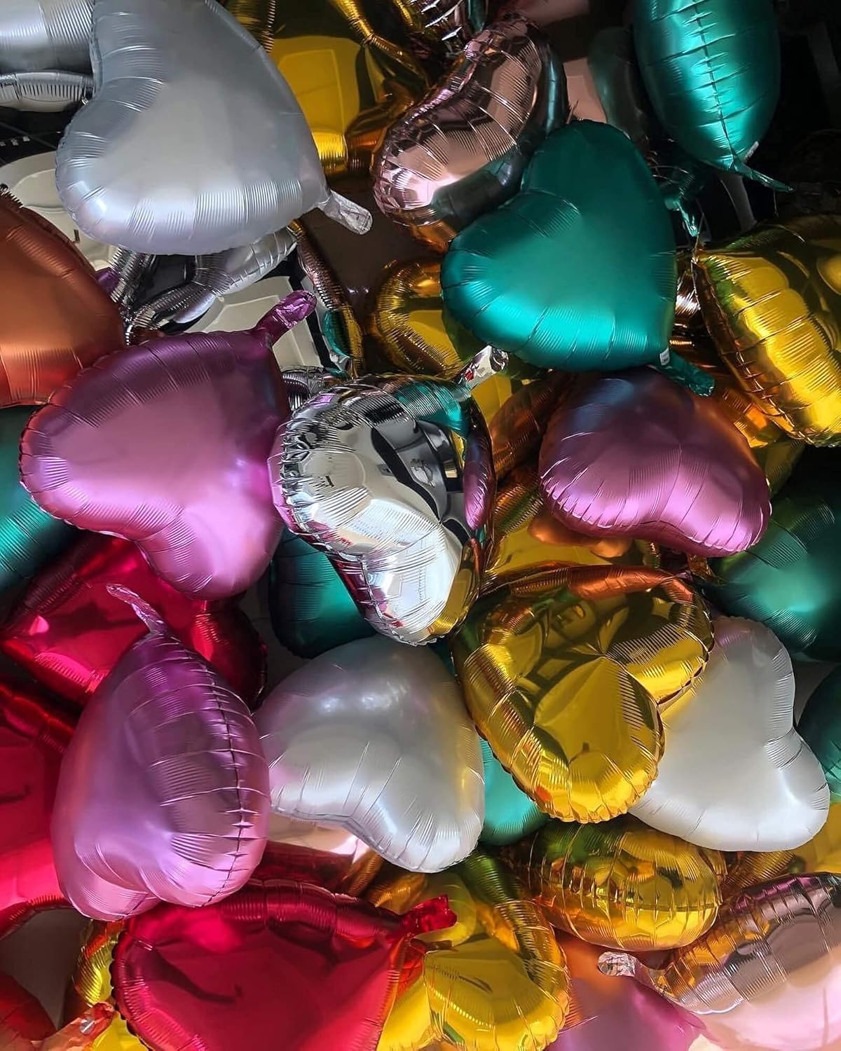 10Pcs Gold Foil Heart Shaped Balloons 18 Inch Mylar for Baby Shower, Wedding, Valentine Decorations - Love Party Decor