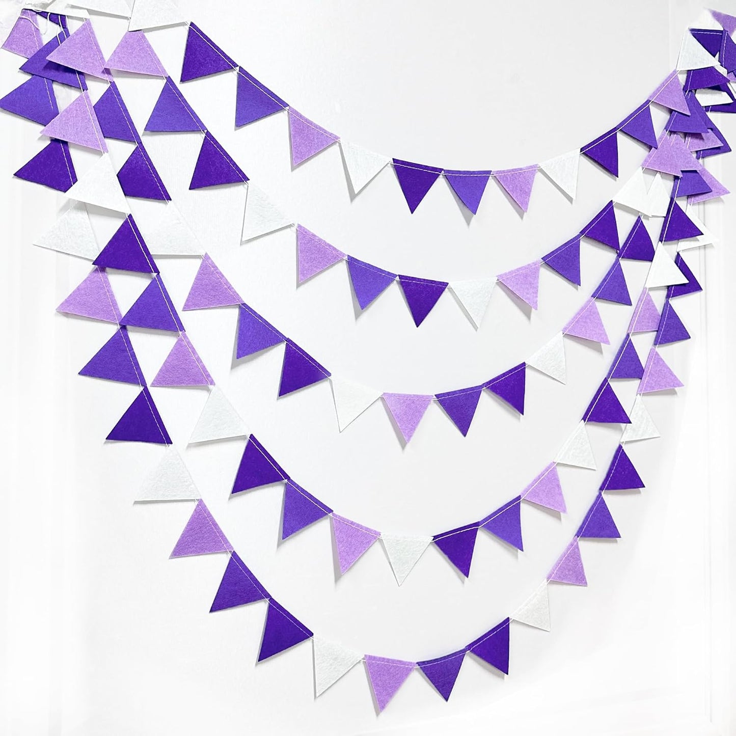 Purple Party Decorations Ombre Lavender Felt Hanging Triangle Mini Bunting Pennant Banner Flag for Birthday Wedding Baby Shower Bridal Shower Engagement Lilac Violet Party Classroom Nursery Decor