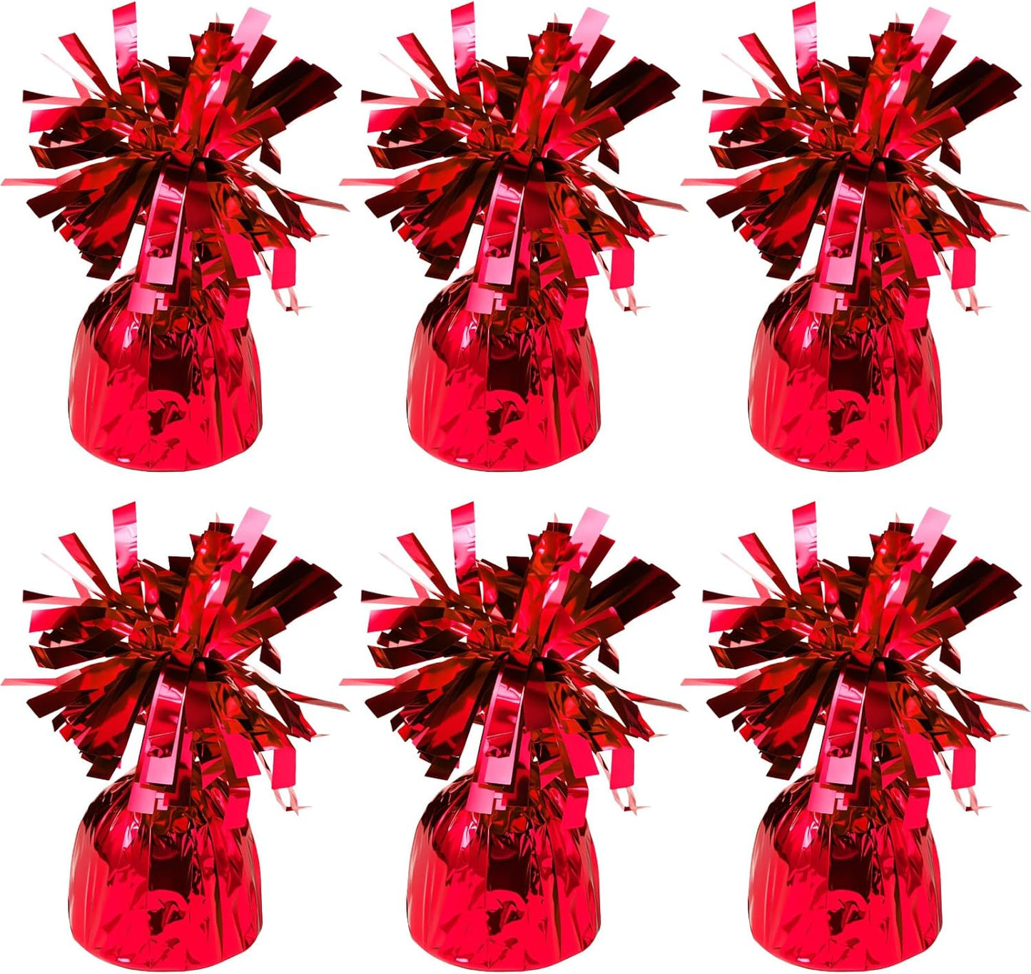 6 Pack Red Balloon Weights Metallic Holder Anchors Balloon Holder Weights for for Birthday 2025 Graduation Party Christmas Wedding Celebration Decoration (Red)