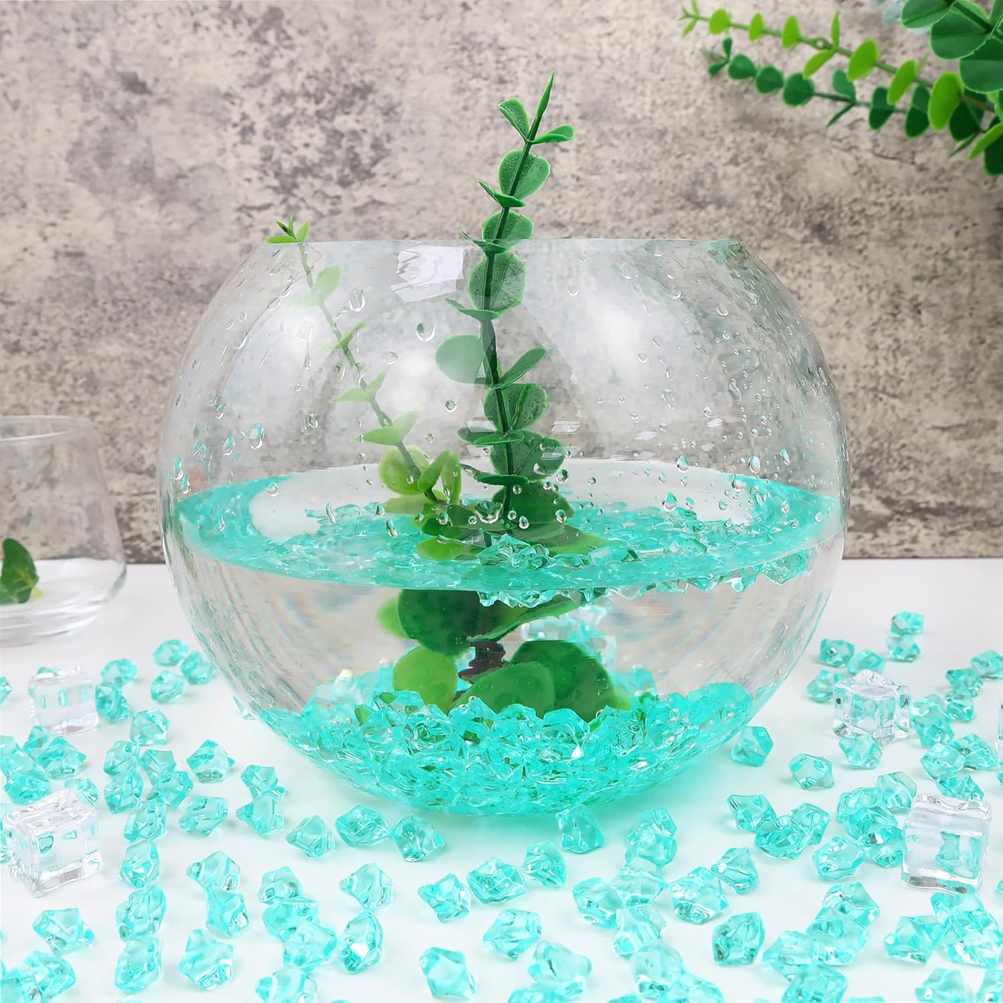 YATOJUZI 500pcs Fake Ice Cubes Teal Acrylic Crushed Rocks Vase Fillers Plastic Diamonds Gems for DIY Party Wedding Centerpiece Table Scatter Prop Display 0.5" (Only Teal)