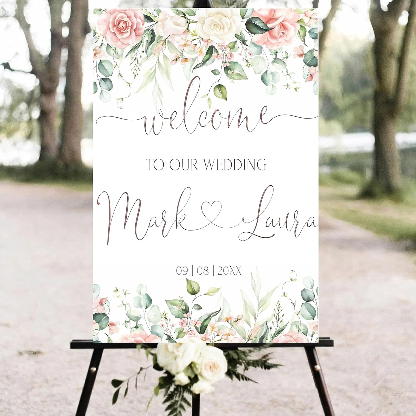 Personalized Wedding Welcome Sign, Welcome To Our Wedding Sign, Blush Pink Wedding Welcome Sign | Soft Pink Editable Welcome Poster | Floral Printable Wedding Welcome Board | Editable Wedding Sign