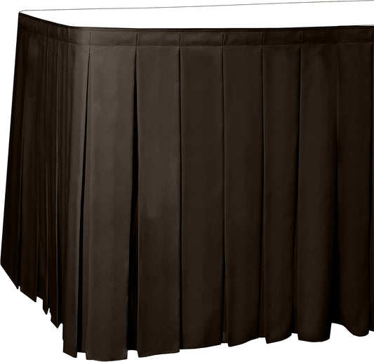 Ultimate Textile Pleat Polyester Fabric Table Skirt - Machine Washable Flame Resistant with Clips for Events, Weddings & Trade Shows, Cut & Sewn in Paterson, NJ - Chocolate, 21' Box Pleat