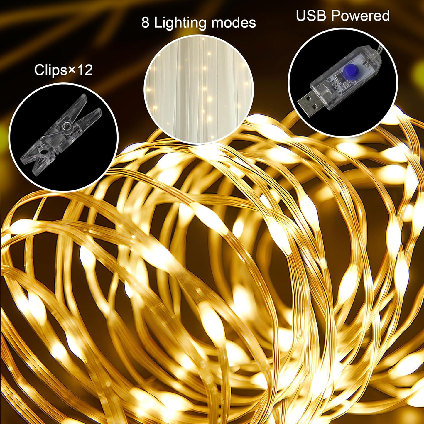 Tulle Backdrop Curtain with Lights String 10FT X 8FT Ivory Sheer Tulle Backdrop Curtains for Wedding Birthday Party Reception Photo Booth Background Decorations (2 Panels 5x8FT)