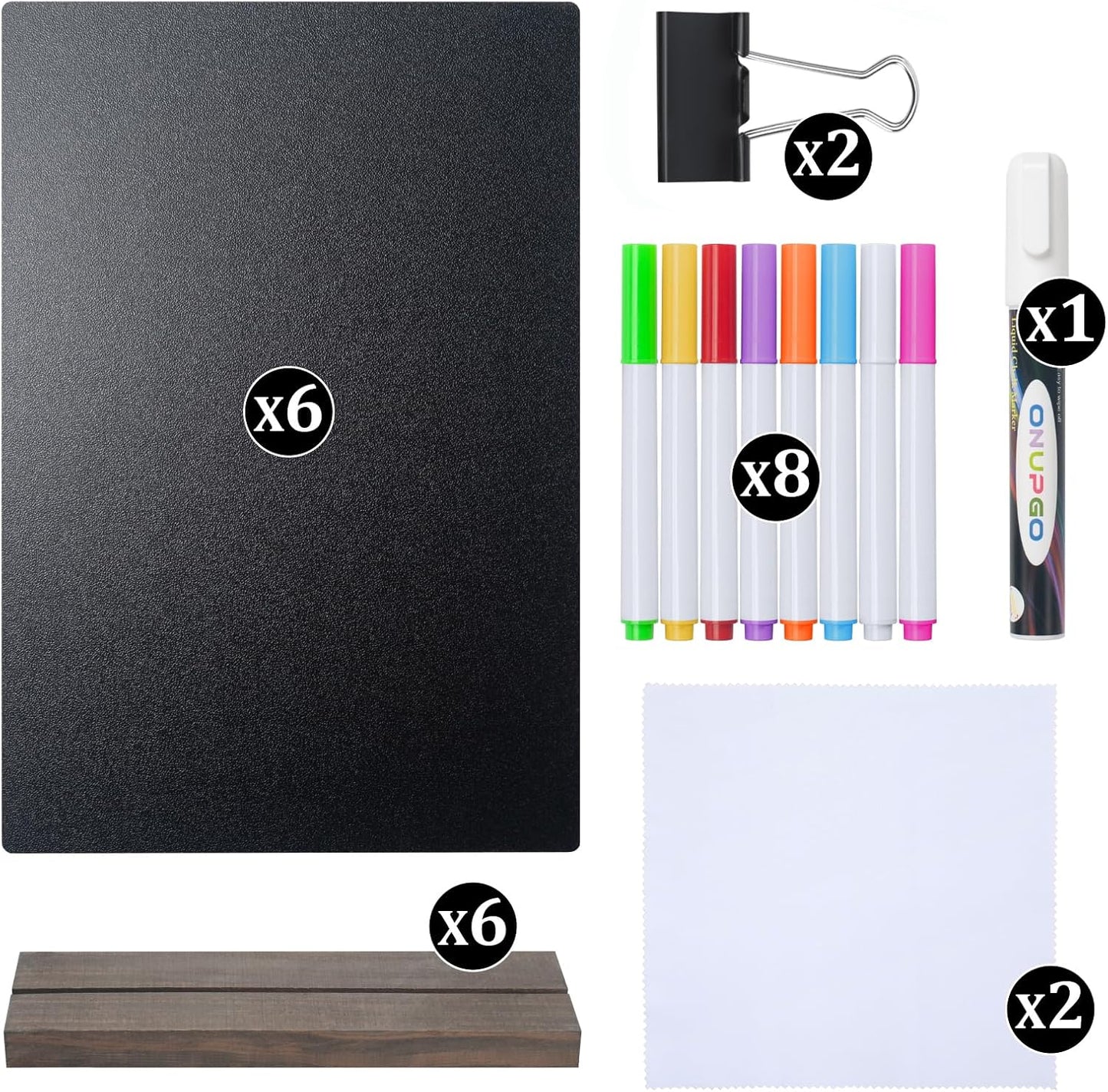 ONUPGO Mini Chalkboard Signs, 6 x 9 Inch Vintage Tabletop Chalk Board Sign with Base Stands - Double Side Mini Menu Boards Small Food Signs for Party Buffet Wedding Bar and Restaurant