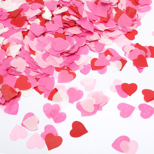 5000Pcs Heart Paper Confetti, Large Table Confetti Hearts Shaped for Valentine's Day, Wedding, Birthday, Bachelorette, Balloon Party Decoration (Red/White/Pink/Rose Red)