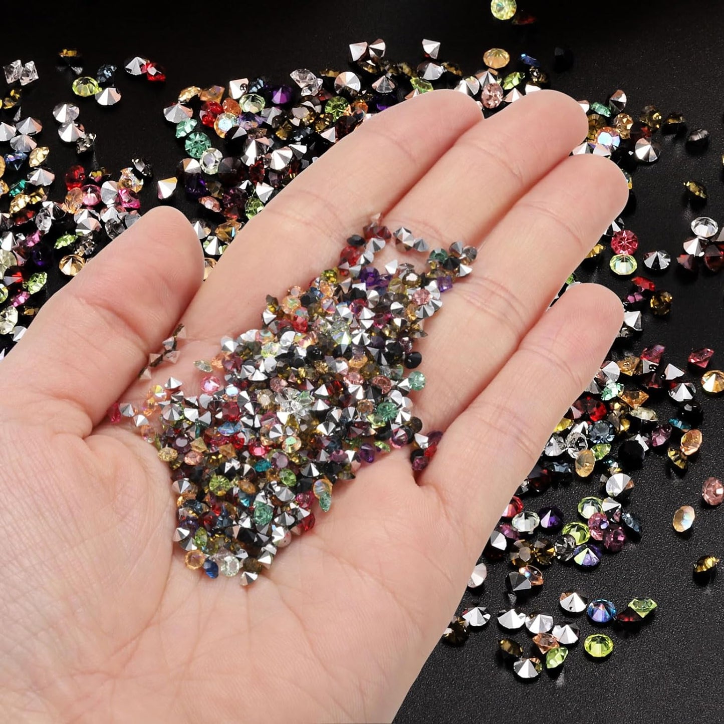 PATIKIL 14000Pcs Wedding Table Scatter Confetti Crystals 3mm Acrylic Diamonds Vase Fillers Gems for Table Centerpiece Decorations Bridal Shower Party, Gray AB