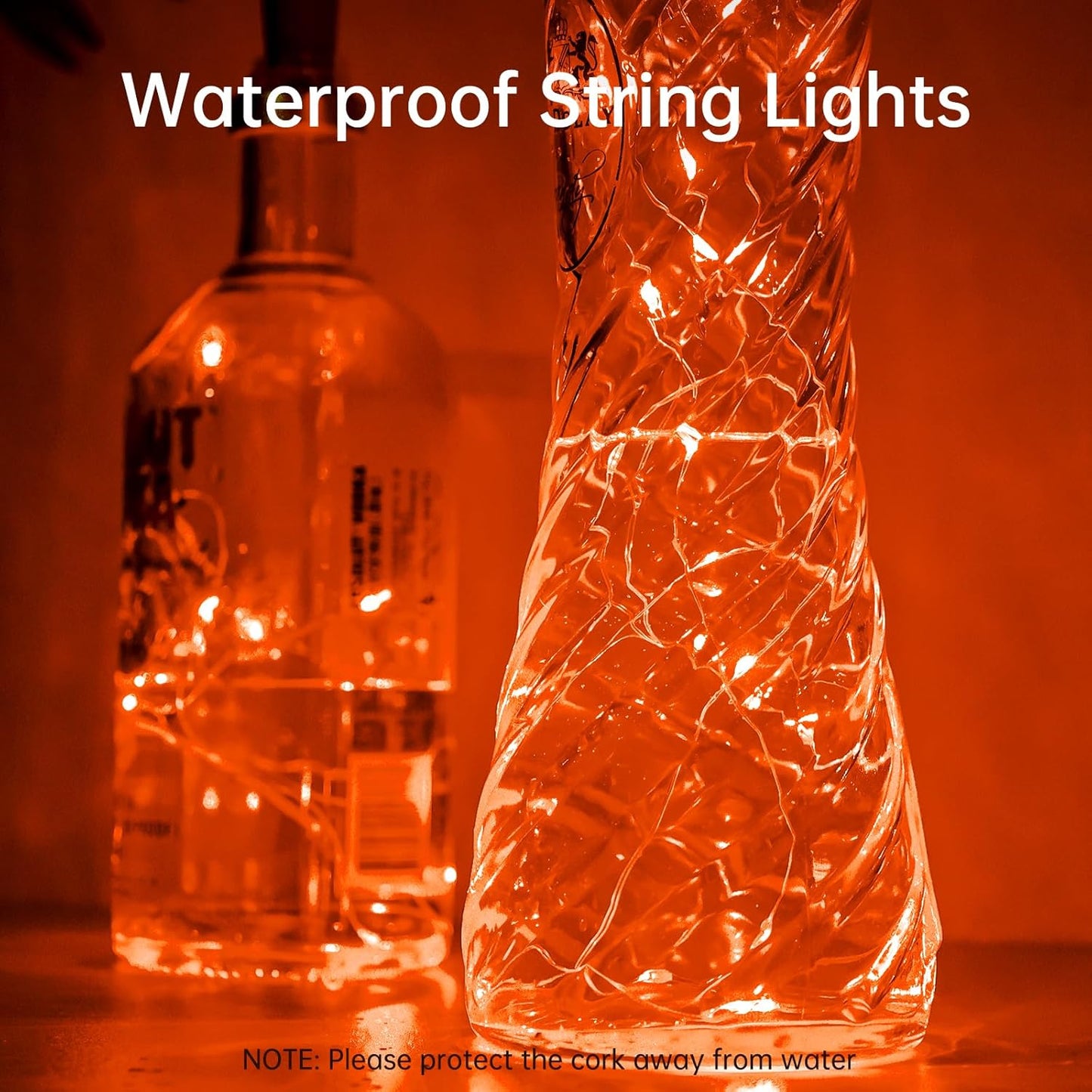 Aluan Orange Halloween Lights Wine Bottle Lights with Cork 10 Pack 20 LED Fall Table Decor for Home, Christmas Mini Fairy Lights Battery Operated Cork Lamp for Liquor Bottles Party Wedding Decoration