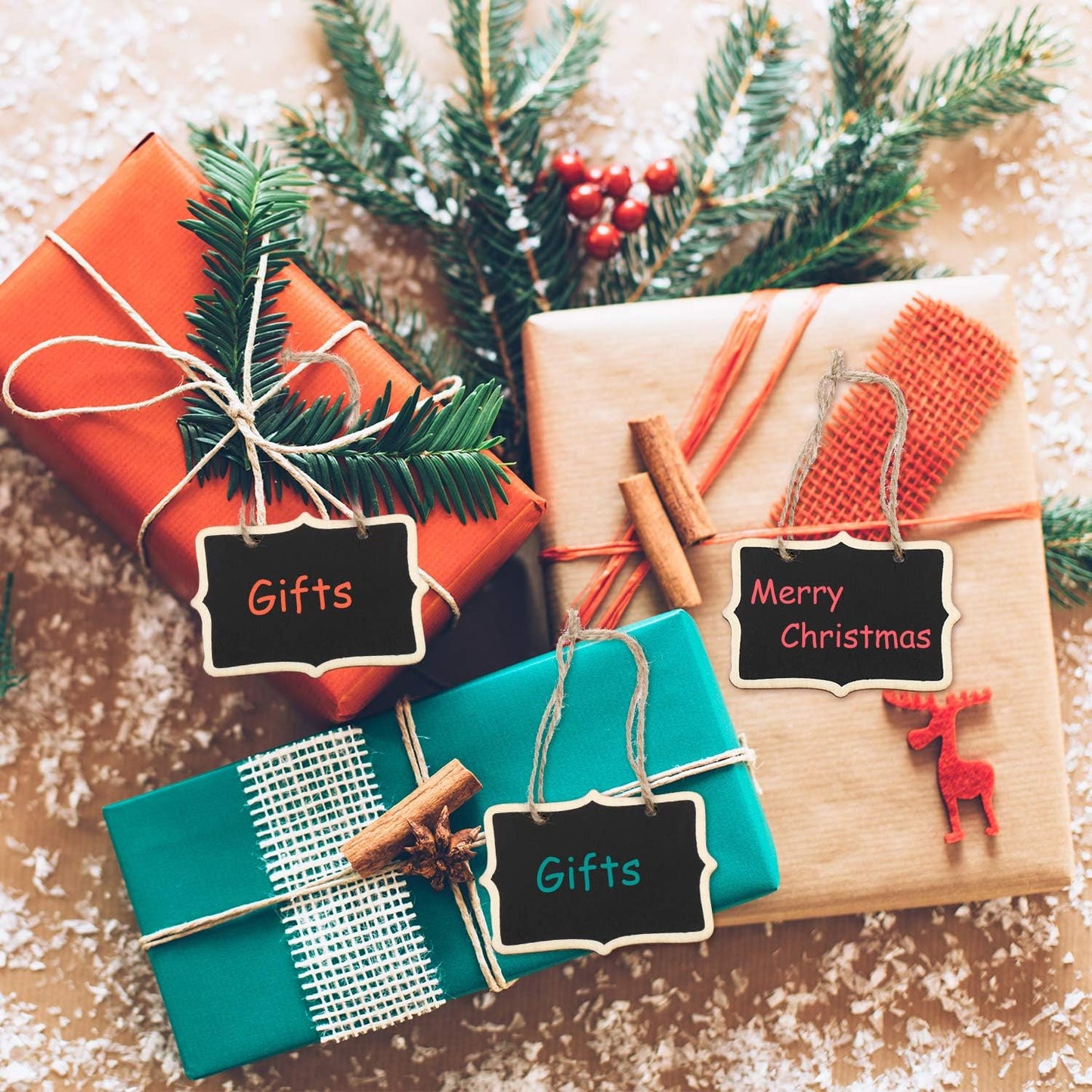 Outus 24 Pcs Mini Chalkboard Signs Bulk Hanging Wood Chalkboard Signs 3.35 x 2.36 Inch Kitchen Notes Chalk Board with Lanyard Bulk Small Message Board for Food Labels Wedding Party Decor Price Tags