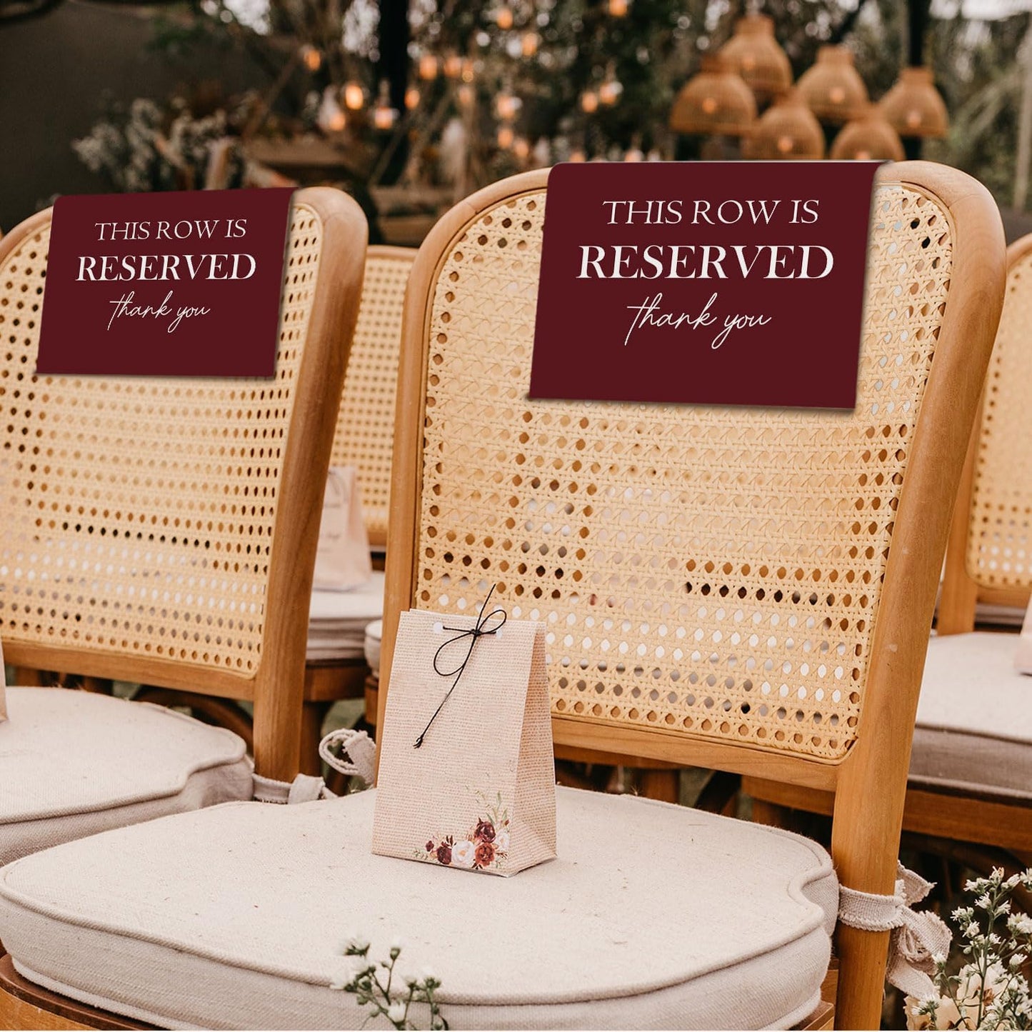 Reserved Seating Chair Signs, This Row Is Reserved Pew Cloths Seating Placeholder for Church Pews, Burgundy Wedding Decorations for Reception Parties Celebrations Event (Burgundy, 4 PCS)