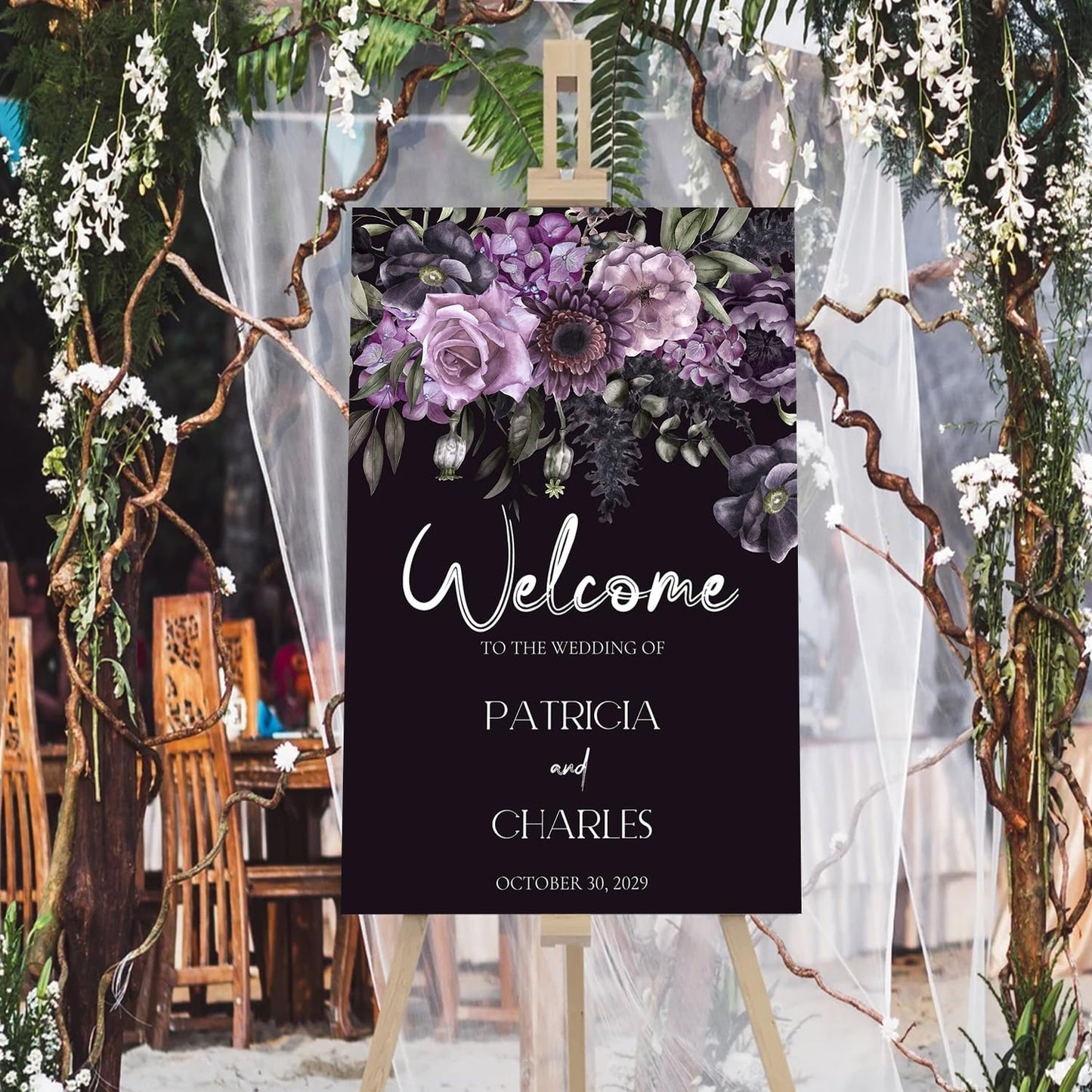 Gothic Wedding Welcome Sign - Dark Romantic Gothic Ceremony Sign