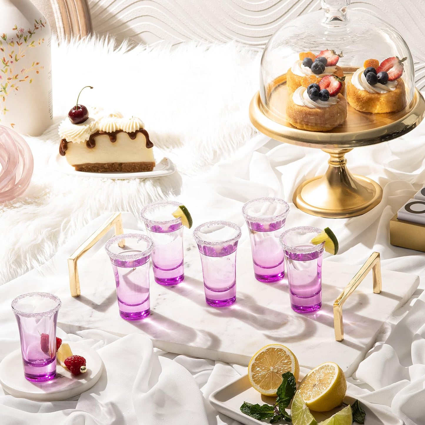 M&N HOME Purple Ombre Shot Glasses, 2 Oz Set of 6 Colored Shot Glasses, Whiskey Glasses, Tequila, Cocktail Glasses, Vodka Glasses, Spirits & Liquors (Gradient Purple)