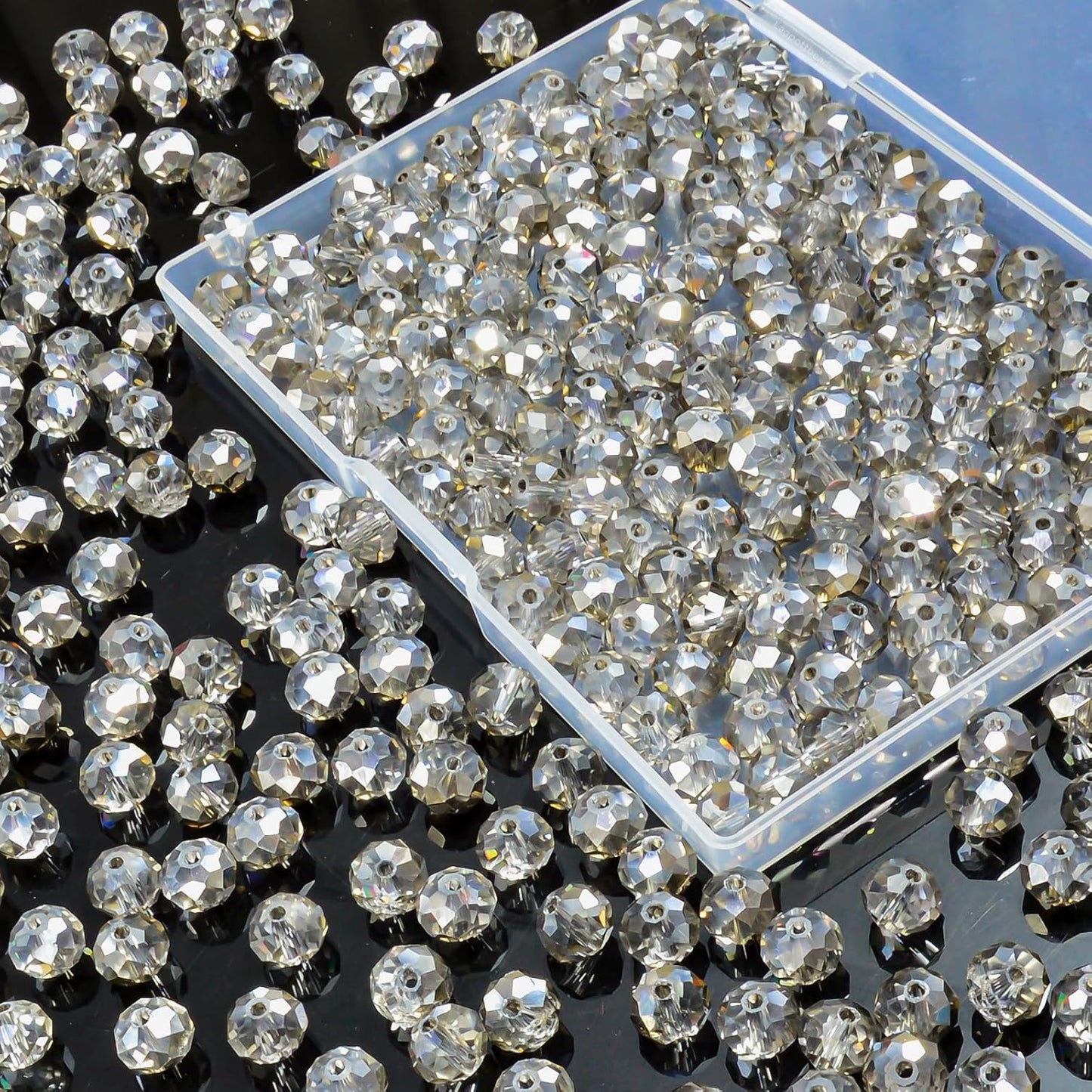 220Pcs 10mm Crystal Glass Beads for Jewelry Making Beads for Bracelets Necklace Pendants Making Supplies(Gray)