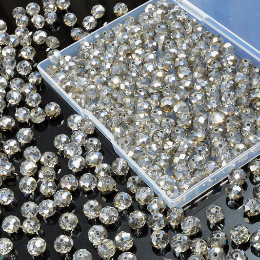 220Pcs 10mm Crystal Glass Beads for Jewelry Making Beads for Bracelets Necklace Pendants Making Supplies(Gray)