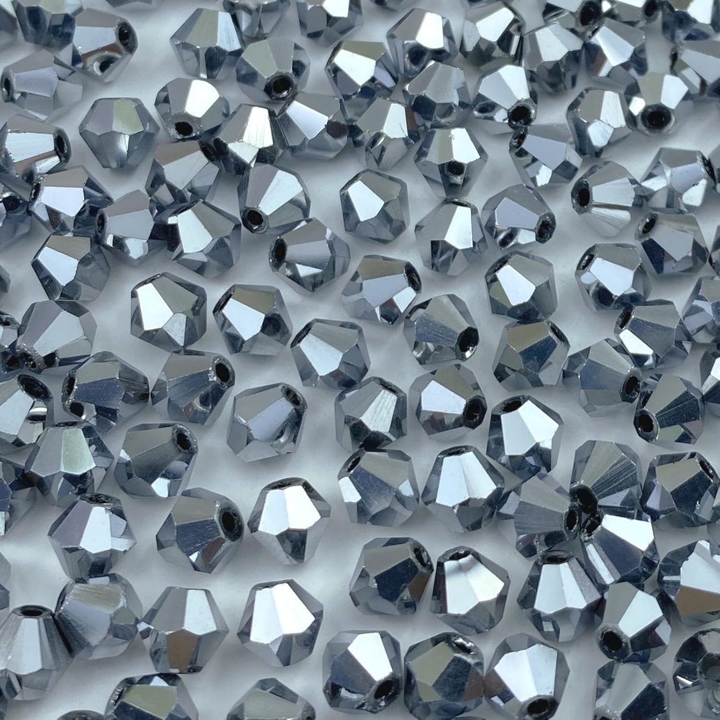 250pcs 6mm Bicone Crystal Glass Beads Loose Spacer Beads Faceted Craft Beads for Jewelry Making DIY Necklace Bracelet Earring Wind Chimes Suncatchers Ornamen(Mine Silver)