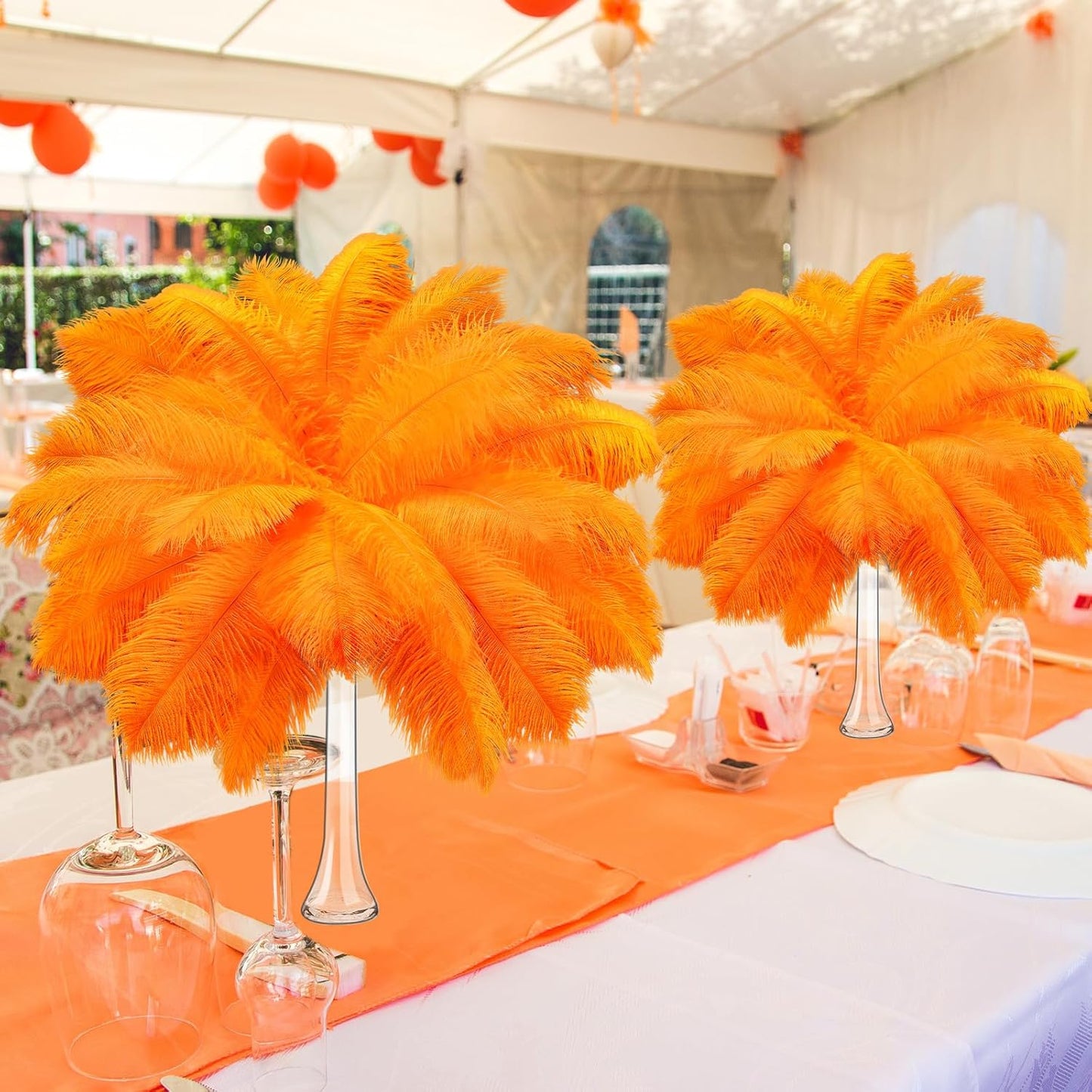 Maitys 90 Pcs Large Natural Ostrich Feathers Bulk 14-16 Inch (35-40cm) 12-14 Inch (30-35cm) 10-12 Inch (25-30cm) Ostrich Feathers Plumes for Centerpieces Wedding(Orange)